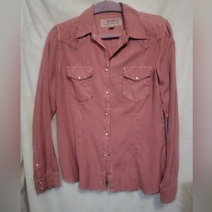 Ryan Michael Rose Pearl Snap Embroidered Western Shirt Size Medium